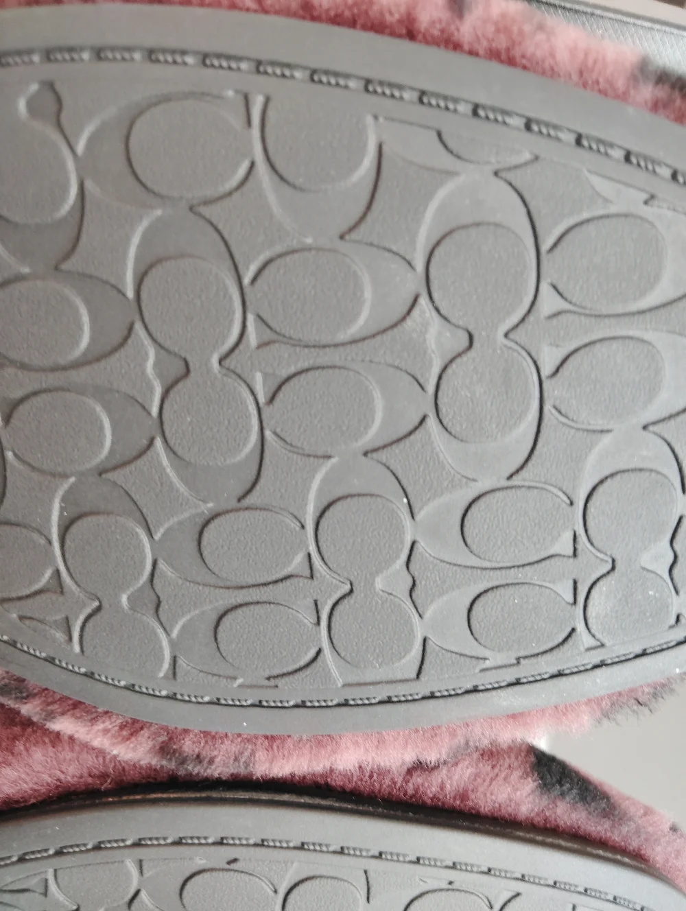 COACH Plush Logo Shearling Slippers In Merlot Sz 10 NWT - Picture 9 of 10